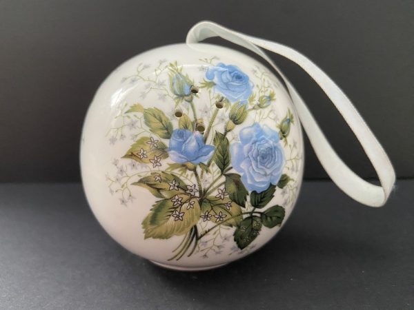 Vintage Porcelain Blue Rose Pomander - Image 3