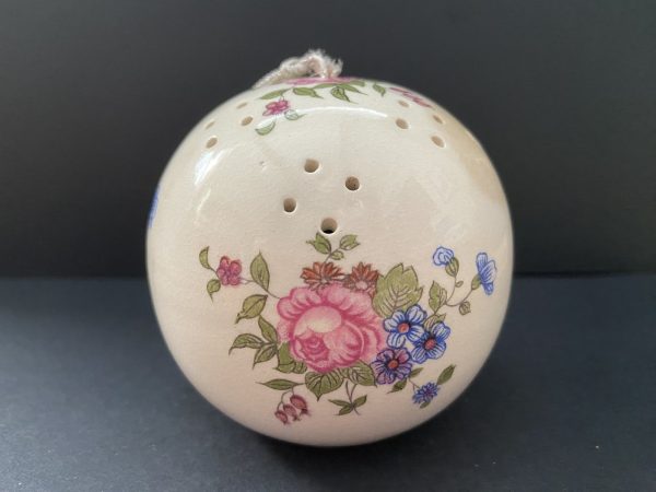 Vintage Porcelain Pink & Blue Flowers Pomander