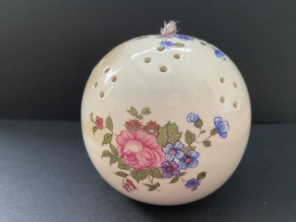 Vintage Porcelain Pink & Blue Flowers Pomander - Image 5