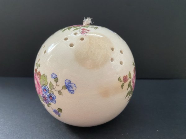 Vintage Porcelain Pink & Blue Flowers Pomander - Image 4