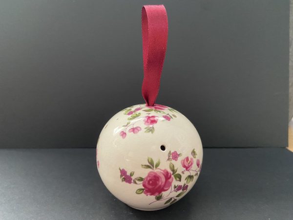 Vintage Porcelain Burgundy Rose Pomander - Image 2