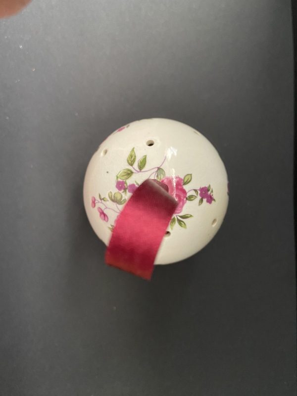 Vintage Porcelain Burgundy Rose Pomander - Image 4