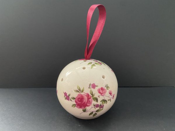 Vintage Porcelain Burgundy Rose Pomander