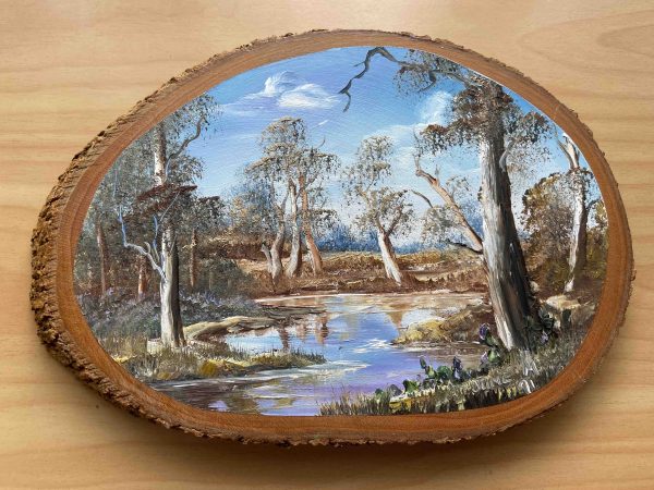 Vintage Painted Wood Slice