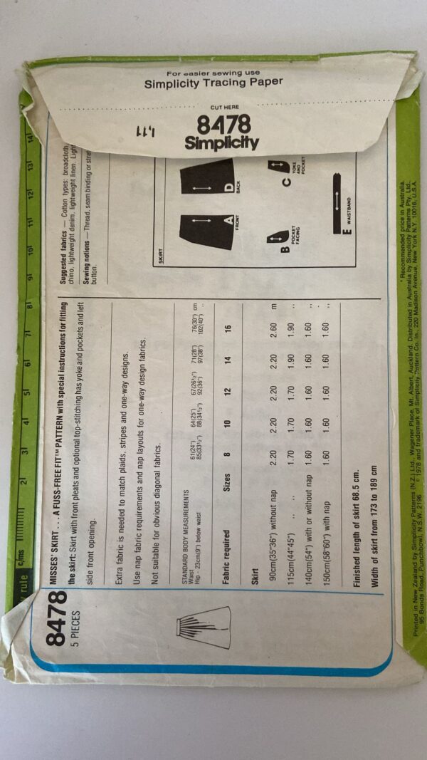 Simplicity 8478 Misses Skirt - A Fuss Free Fit Pattern (14 Waist 71cm) - Image 2