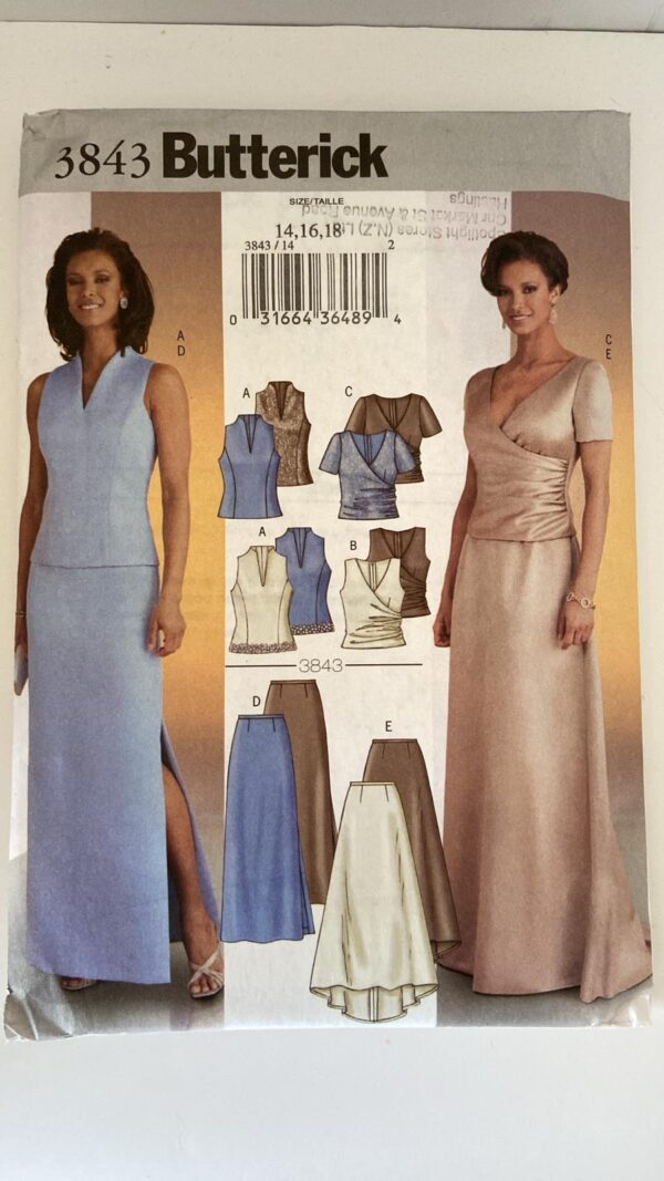 Butterick 3843 Misses Top and Skirt (14 - 18)